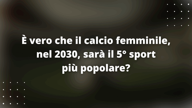 È vero che il calcio femminile, nel 2030, sarà il 5° sport più popolare?