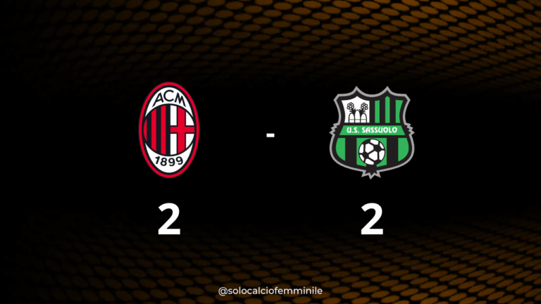 Milan-Sassuolo 2-2: le rossonere buttano via un doppio vantaggio