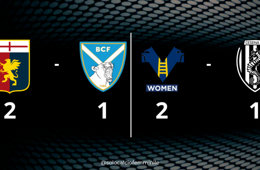 Serie B Femminile, 2a giornata: Genoa-Brescia 2-1 e Verona-Cesena 2-1